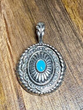 Carolyn Pollack Silver Pendant with Turquoise Center